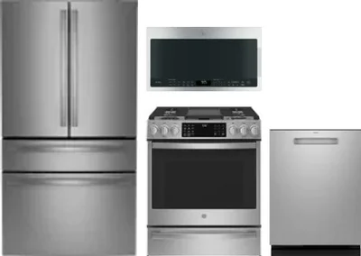 4 Piece Package Includes Refrigerator, Range, Microwave And Dishwasher